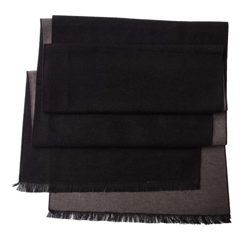 Scarf Shawl Silk Flannel Jacquard Melange Black Steel Grey